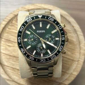 Fossil Gold & Green Chronograph Watch BQ2493